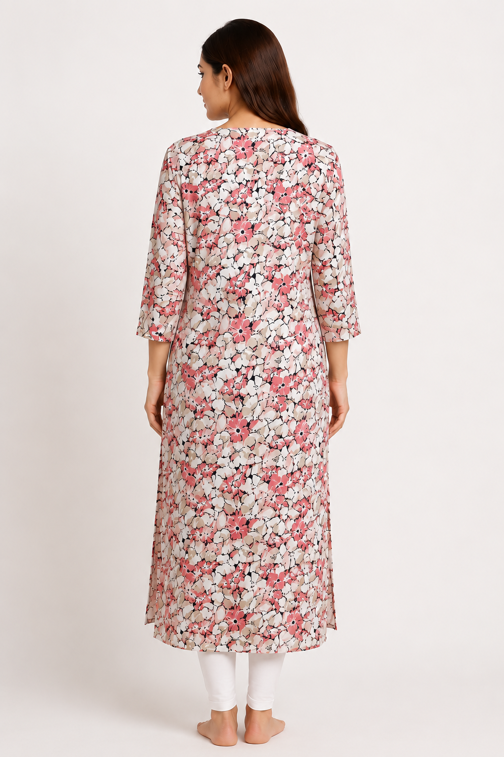 Imported Powder Print Floral Straight Kurta - Image 4