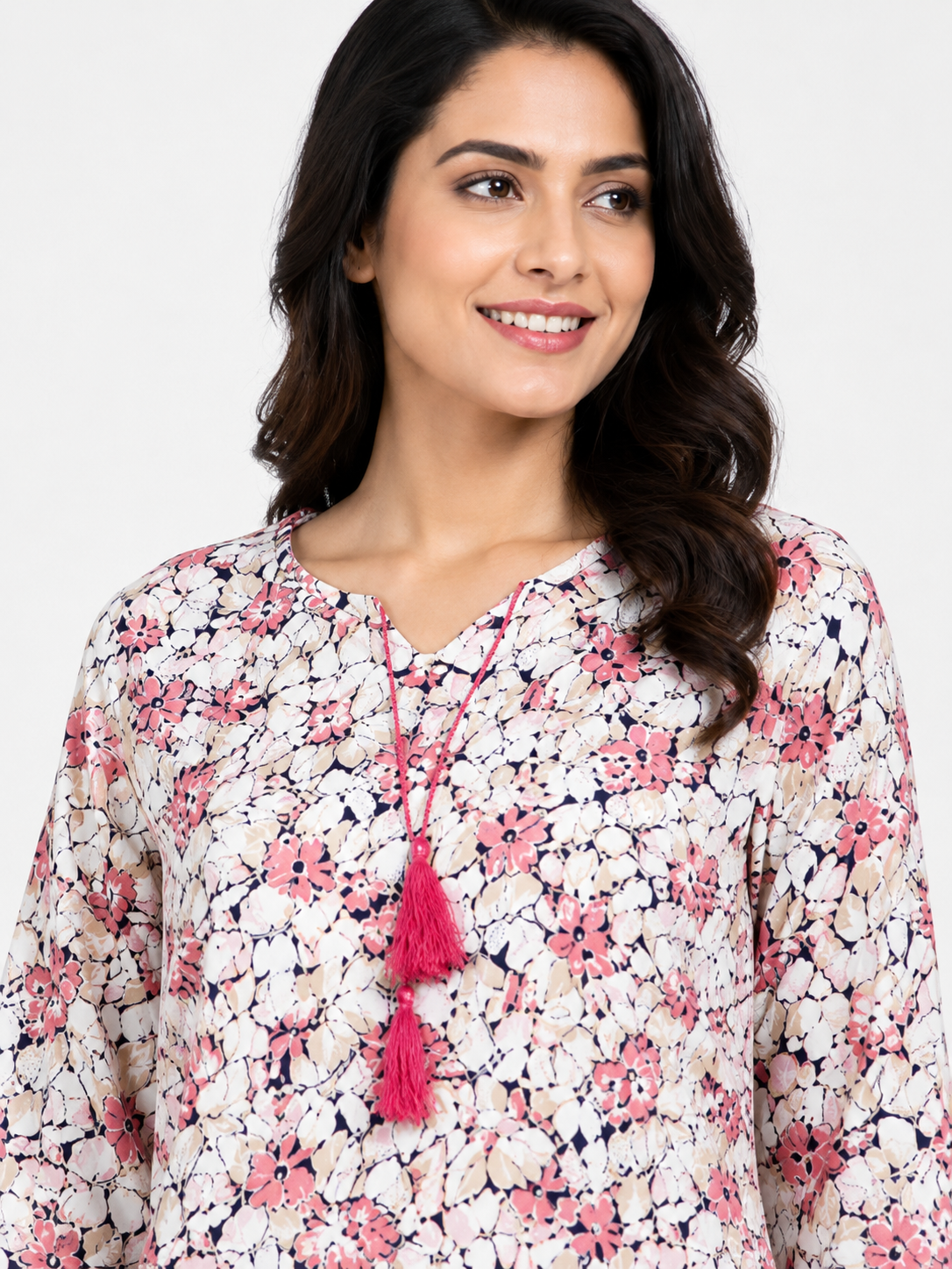 Imported Powder Print Floral Straight Kurta - Image 2