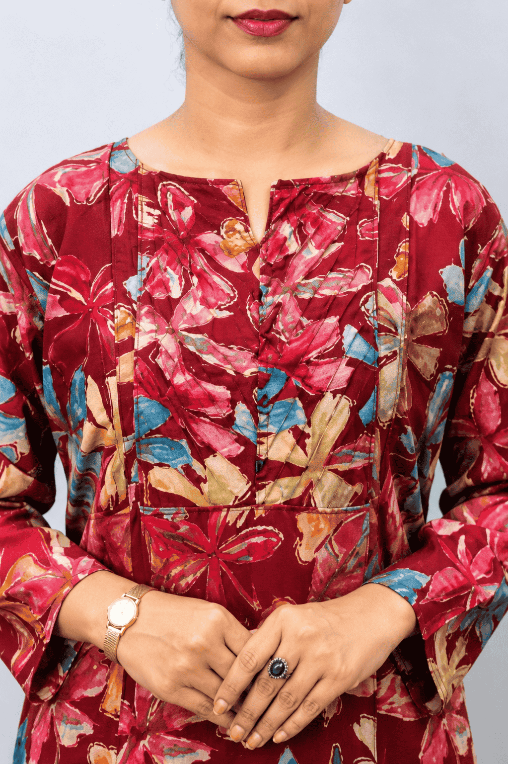 Beautiful Floral Print Long Kurta – 4 Colors - Image 3