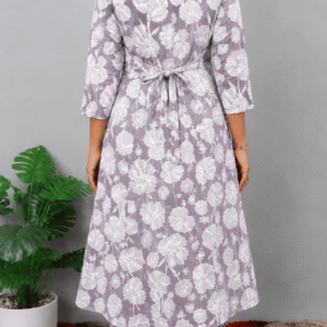 Women’s Green Floral Printed Cotton 60s A-Line Kurta Set with Straight Pants