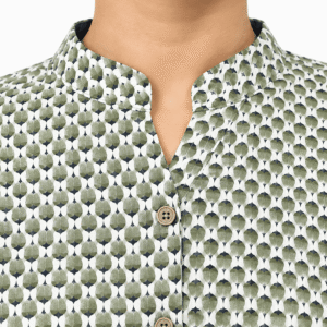 Olive Green Printed Rayon A-Line Kurta