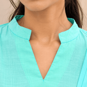 Women’s Aqua Blue Mul Chanderi 3-Piece Kurta Set with Pant & Dupatta