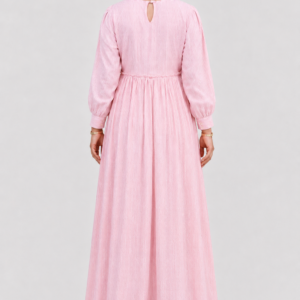 Blush Pink Embroidered Pleated Maxi Gown