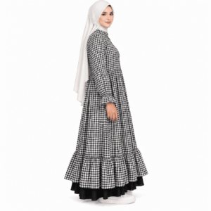 Black & White Checkered Cotton Frock Dress