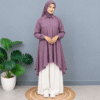 Mauve asymmetric tunic with white palazzo pants cord set for women.