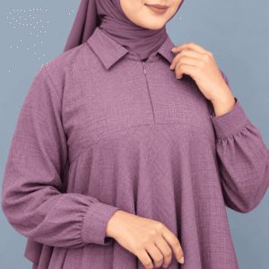 Mauve Asymmetric Tunic & White Palazzo Cord Set