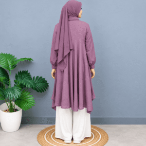 Mauve Asymmetric Tunic & White Palazzo Cord Set