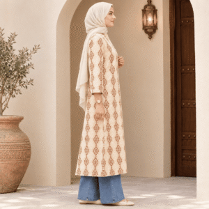 Women’s Beige and Brown Geometric Print Straight Kurta