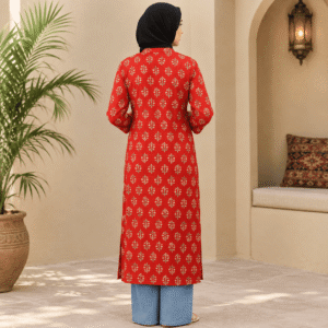 Stunning Floral Straight Kurta 3/4 Sleeve